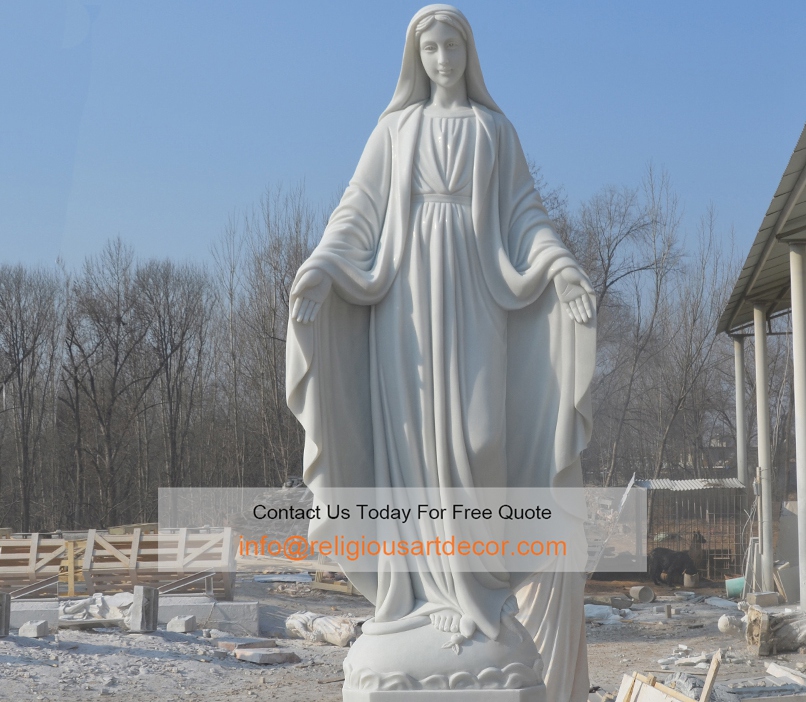 White Marble Virgin Mary Statue