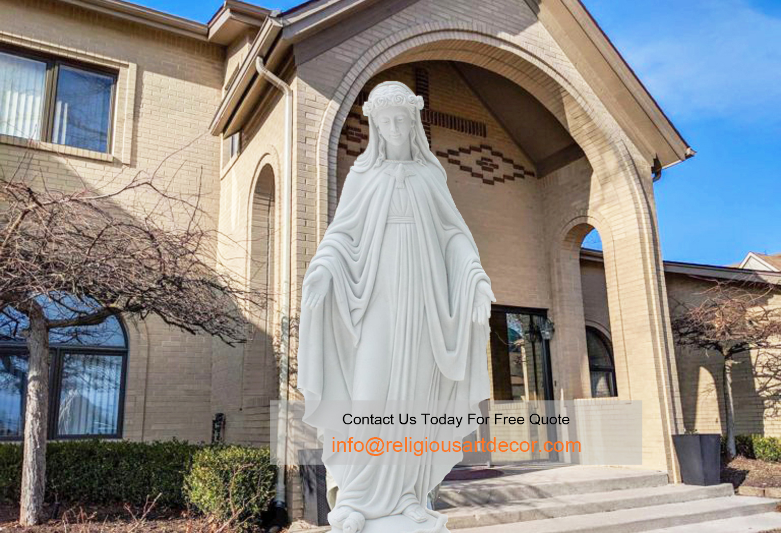 Front yard mother mary statue