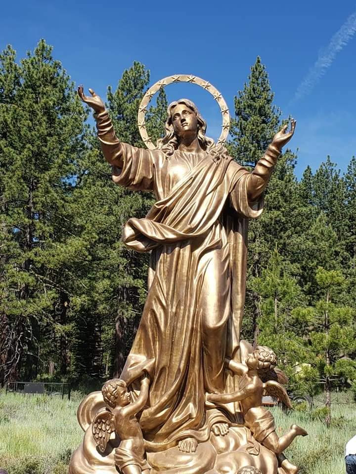 Virgin mary copper statue