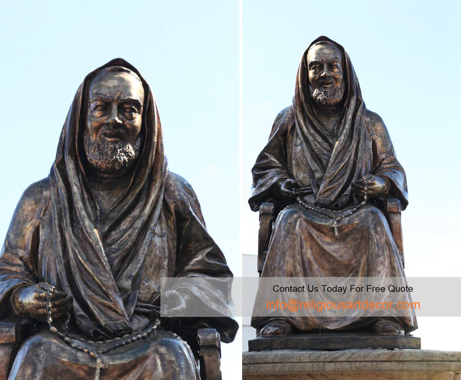 Statue metal of Saint Pio of Pietrelcina