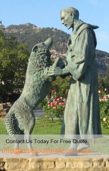 Statue of saint francis and wolf
