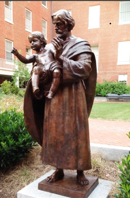 Large Saint joseph with baby bronze statue