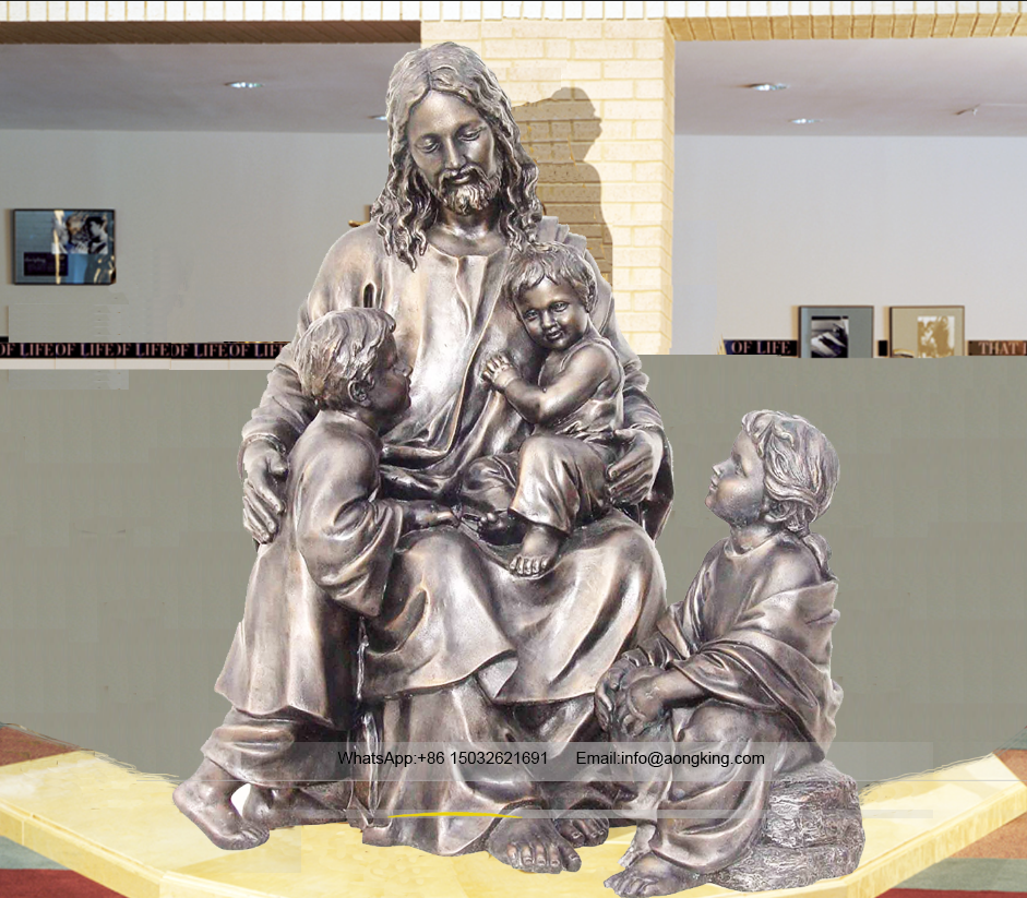 Popular Lovely Sculpture of Jesus Love Holding Children