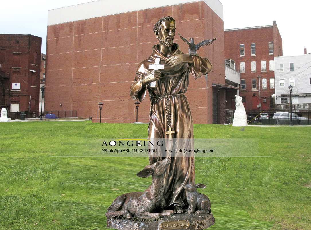 Saint francis of assisi with birds Bronze Statue