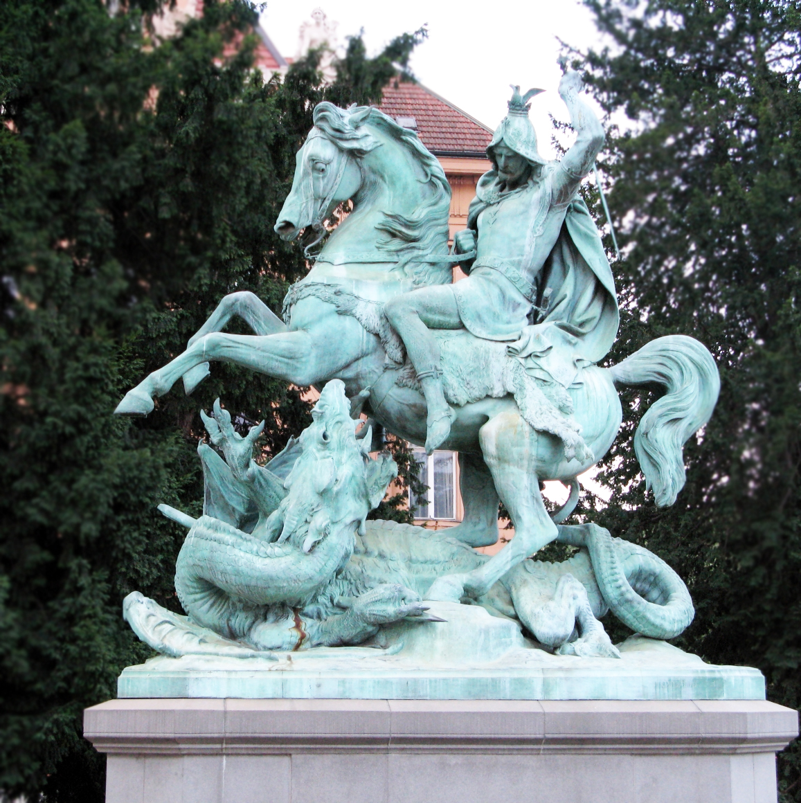Famous Ancient st george and The Dragon bronze sculpture