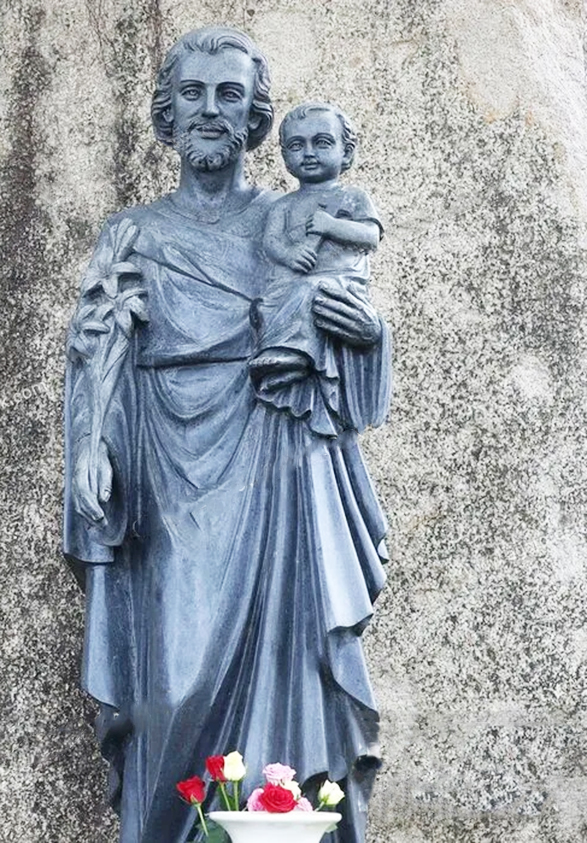 Catholic Saint. Joseph Novena Holding Baby Bronze Statue