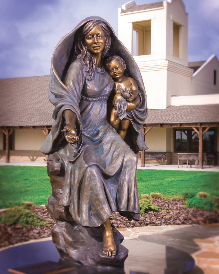 Famous Bronze Outdoor Garden Religious The Virgin Mary Holding Jesus Sculpture