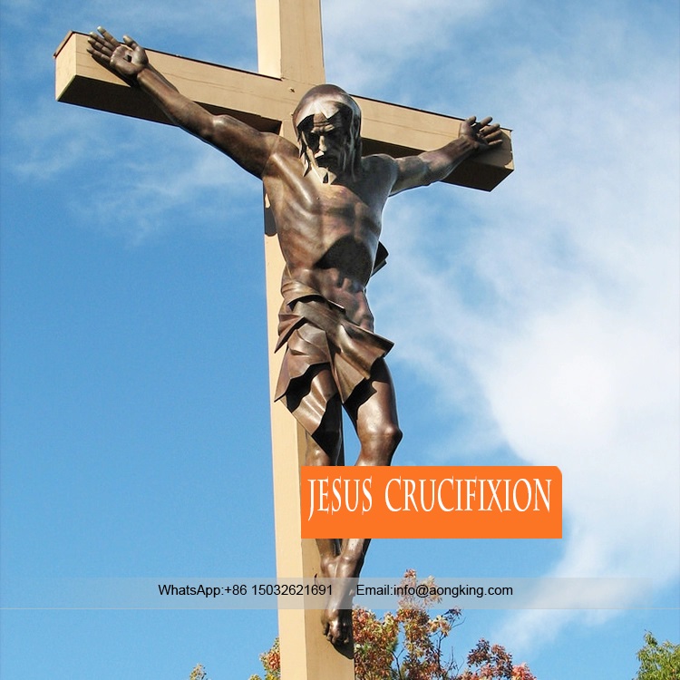 Crucifixion on The Cross Antique Catholic Statues for Sale