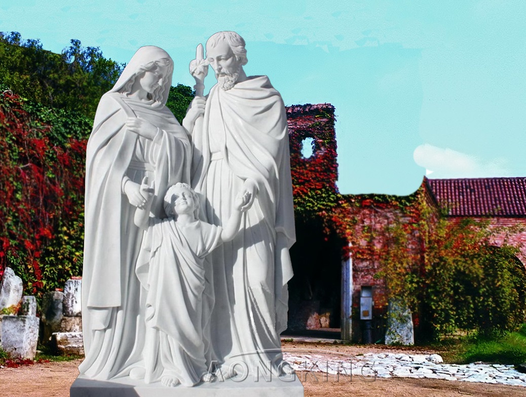Best selling Marble Jesus Holy family catholic Graden statues
