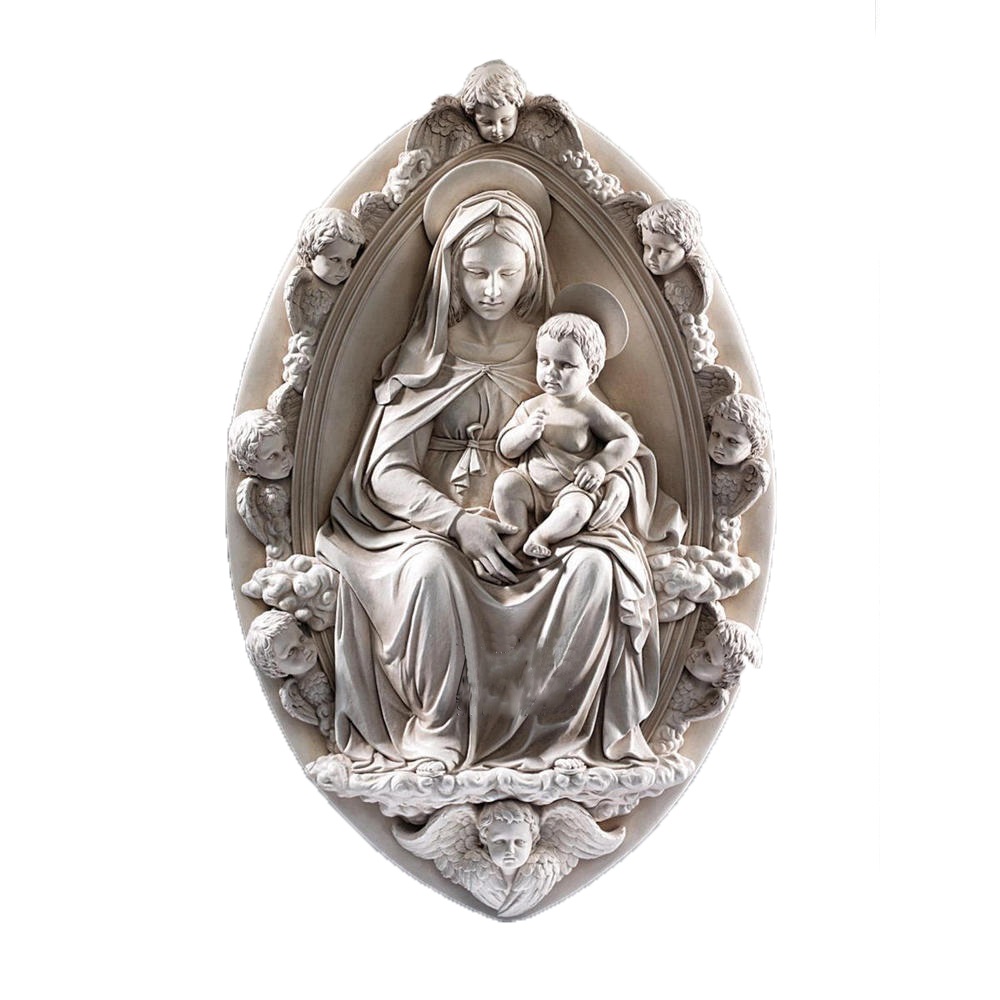 High Quality Virgin Mary Holding Jesus Wall Marble Statue