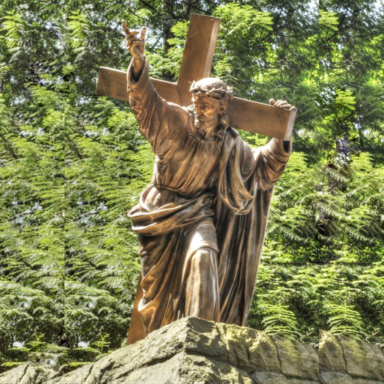 Bronze crucifixion of Jesus statue