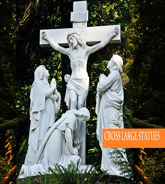 marble basilica Jesus on cross sculpture For catholic company