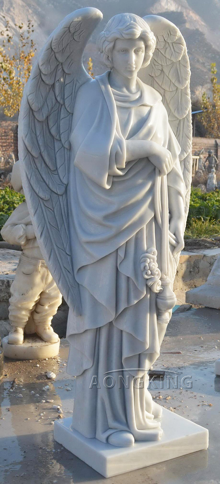 Hot Sale Nature marble standing angel religious statue