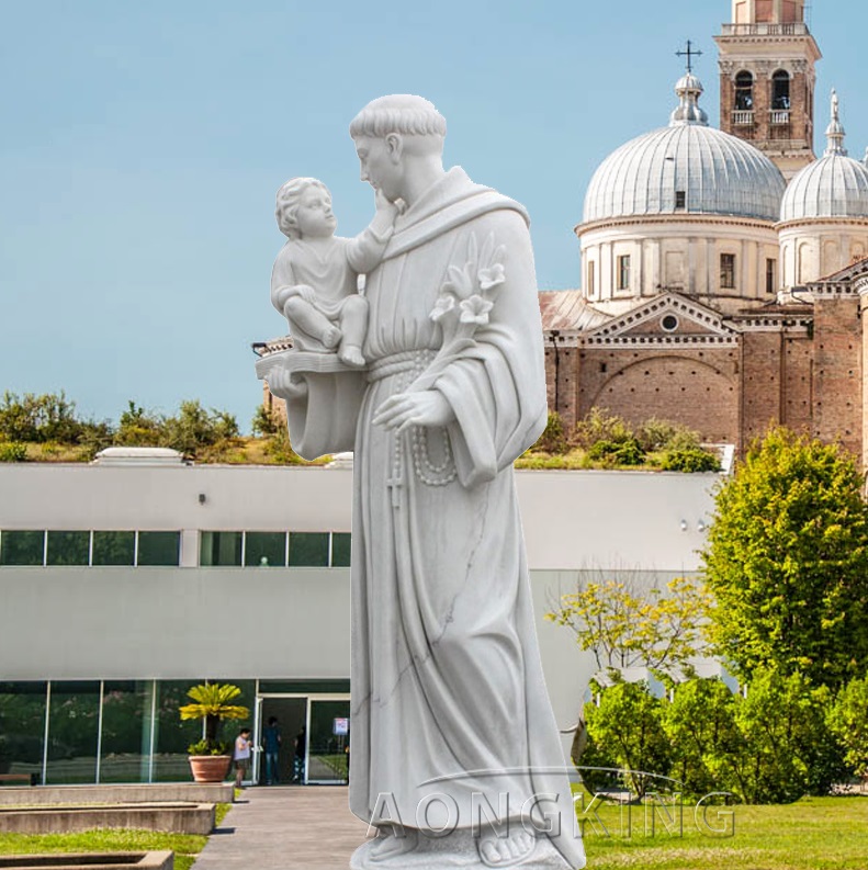 Life Size Catholic Figure Saint Anthony Marble statue For Sale