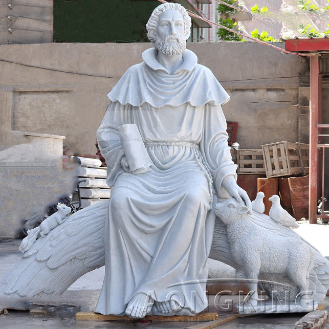 st francis of assisi statue with birds