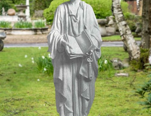Garden Ornament Marble St. Peter Statue Holding a Book