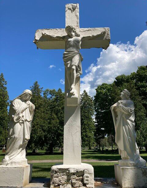 Outdoor garden stations of the cross The Crucifixion sculptures