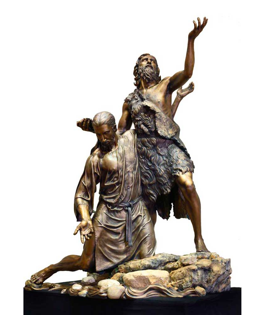 Famous religious Baptism of Christ Caswell Bronze statue
