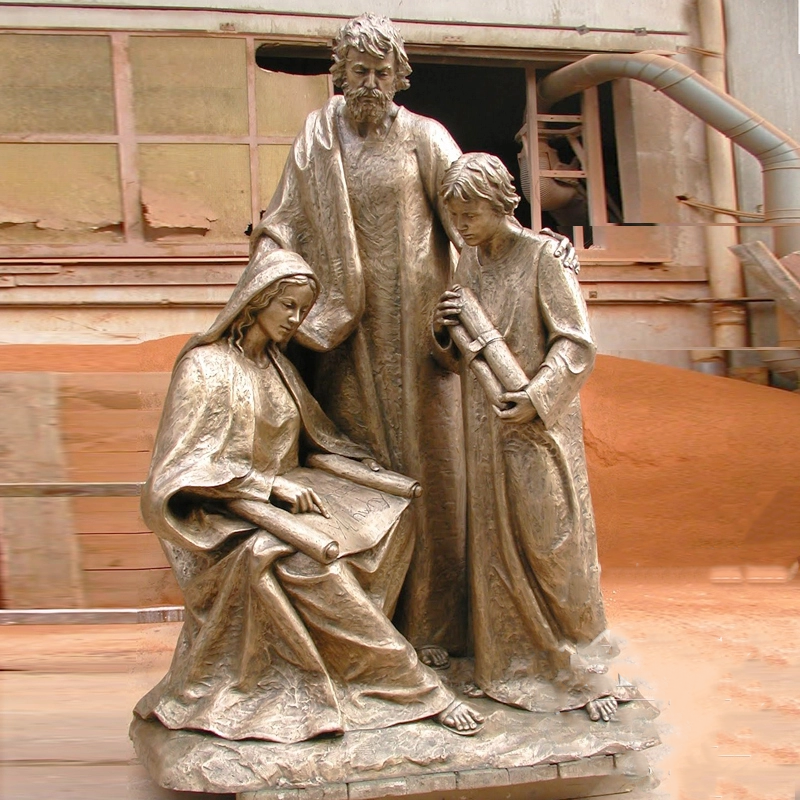 Holy Family Joseph Mary Jesus Catholic Bronze Sculpture
