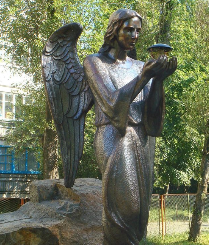 Sculpture of Guardian angel copper, 79″ (200cm) 