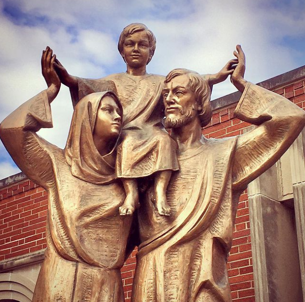The holy family statue for Merry Christmas Eve Day