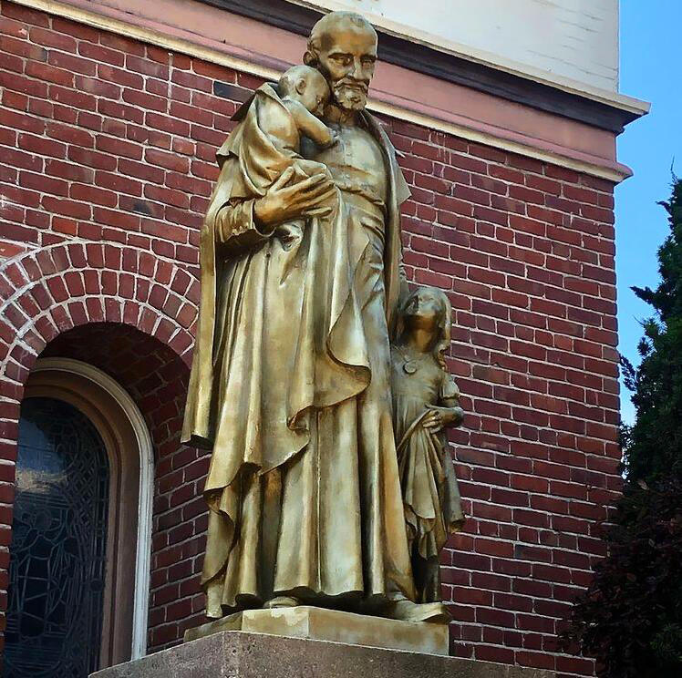 Life Size Bronze Figure St. Vincent De Paul with Children
