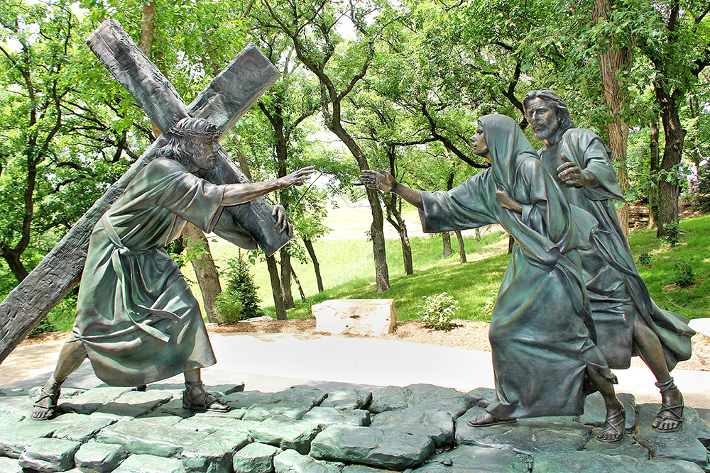 Bronze Religious Figures Jesus the Fourth Station of the Cross