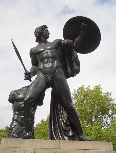 ancient famous roman statue of Achilles