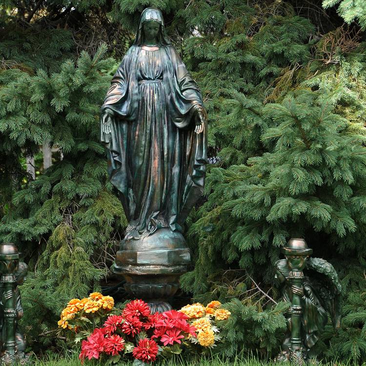Garden ornament religious Mary Bronze statue