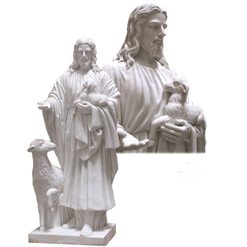 Marble Sculpture of Jesus Christ with lamb
