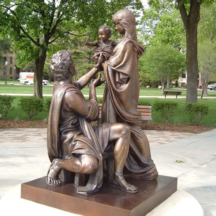 garden holy family bronze statue