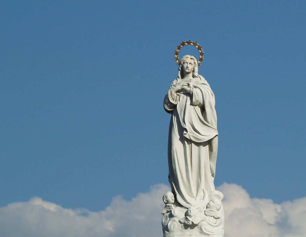 our lady of lourdes statue with bernadette (3)