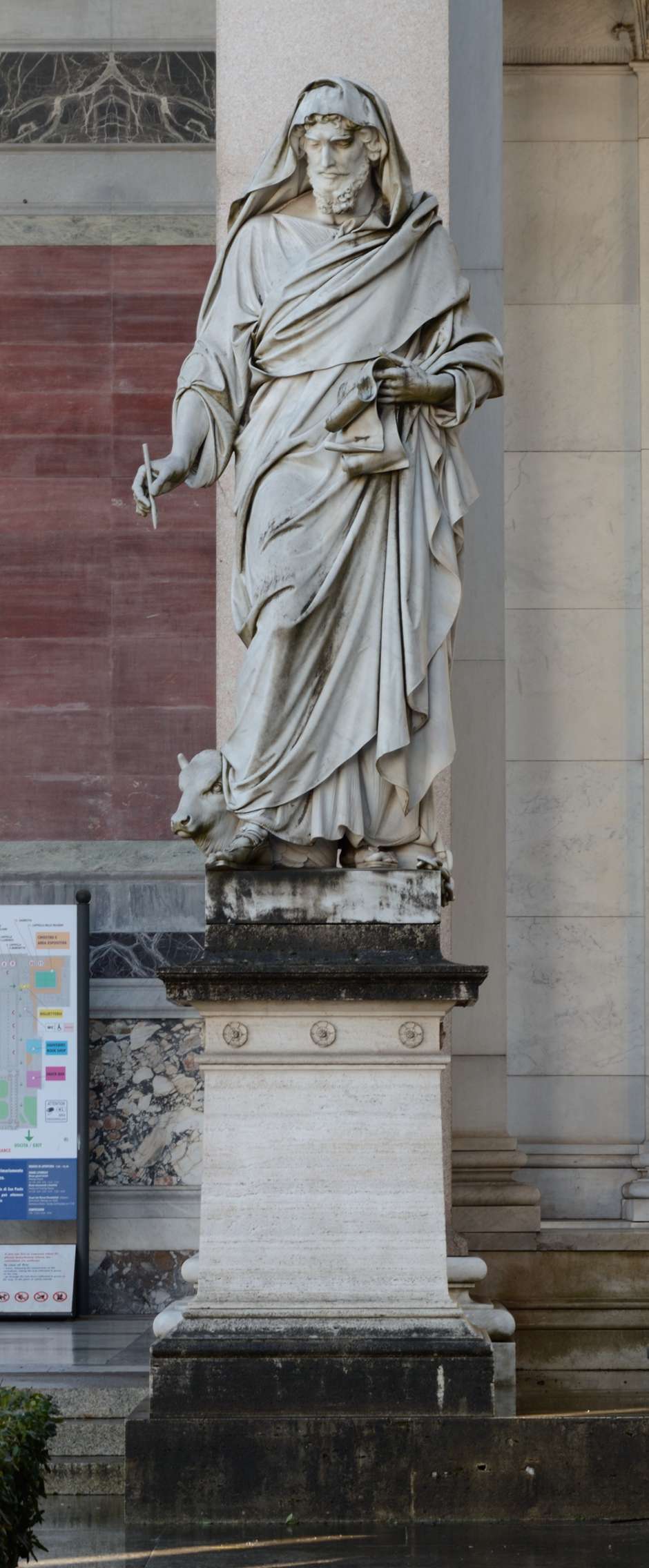 Marble Saint Luke Statue WITH BULL