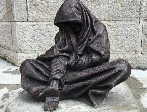 Famous Religious Bronze Statue Jesus as a Homeless Beggar Draws