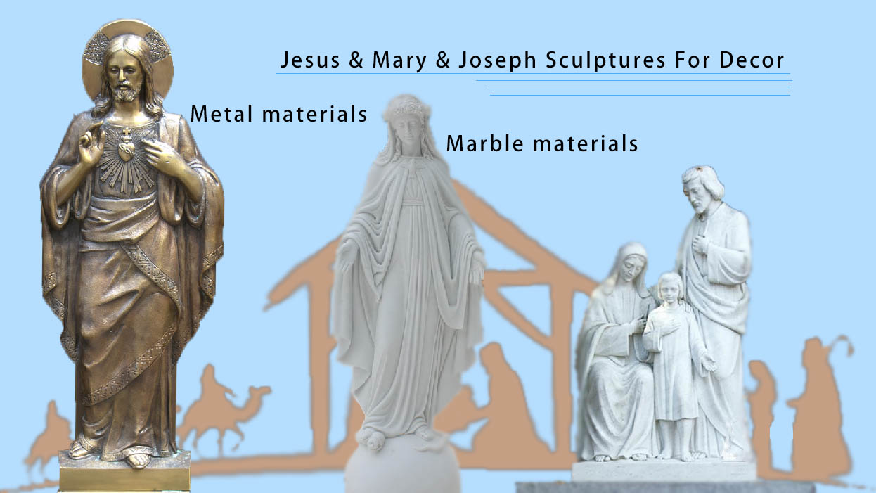 Jesus & Mary & Joseph Sculptures For Decor Aongking