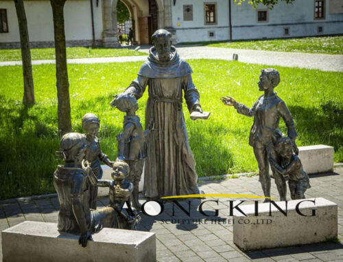 Religious Saint Anthony Surrounded by Six Children Bronze Statue of `Principia`