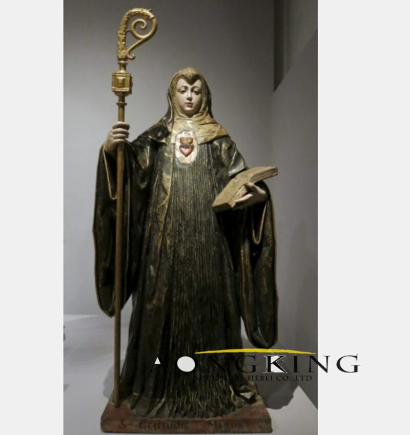 Saint Gertrude bronze statue