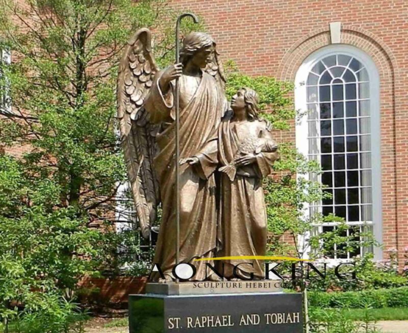Saint Raphael bronze sculpture