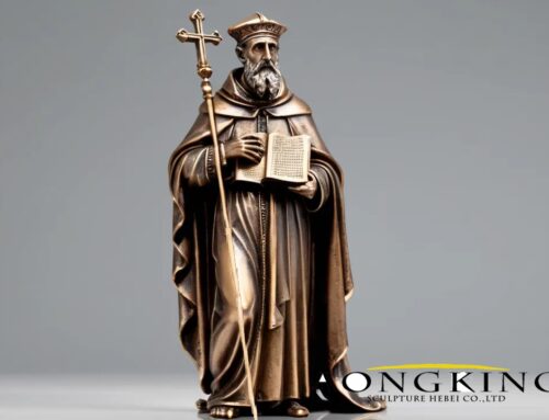 Religious Figure Bronze Saint Augustine of Hippo with a Book