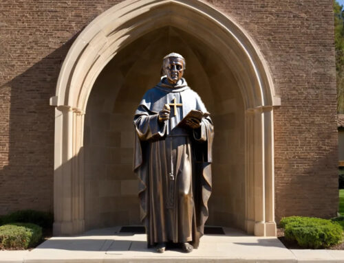 Religious Figure Standing Bronze Saint Thomas Aquinas Statue