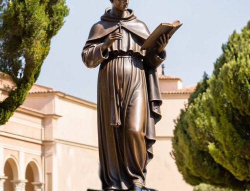 Bronze Saint Anthony of Padua Sculpture Reading a Book
