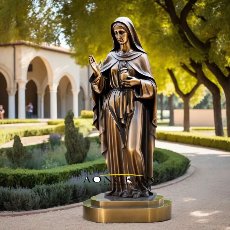bronze Saint Clare of Assisi sculpture