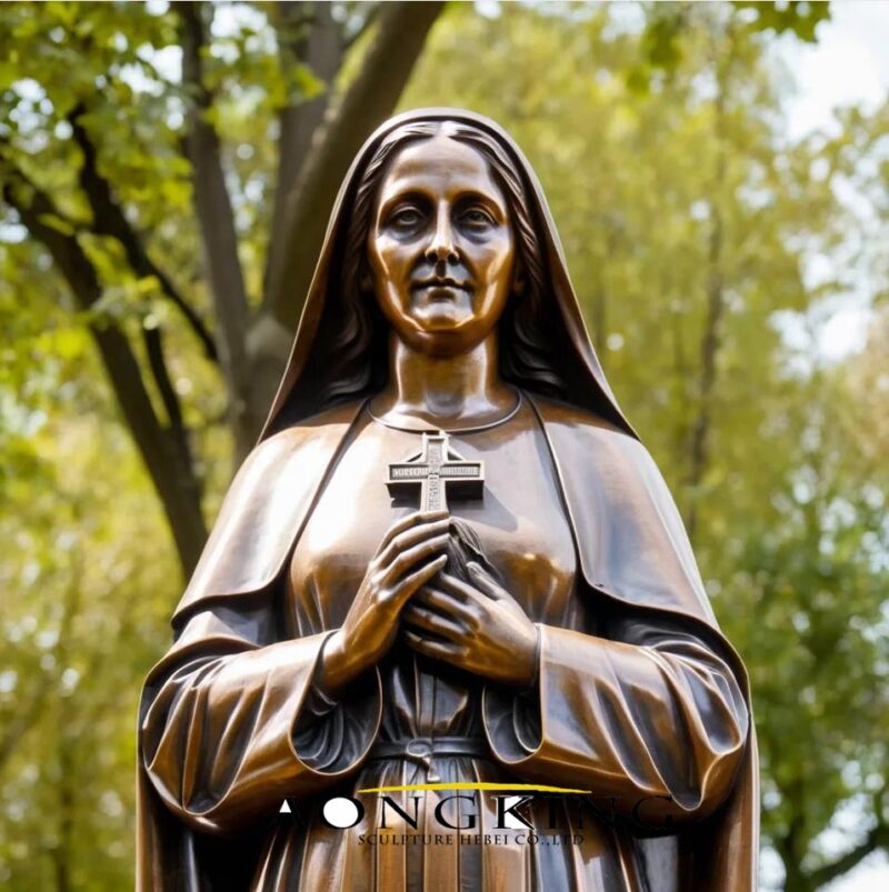 bronze Saint Therese of Lisieux statue