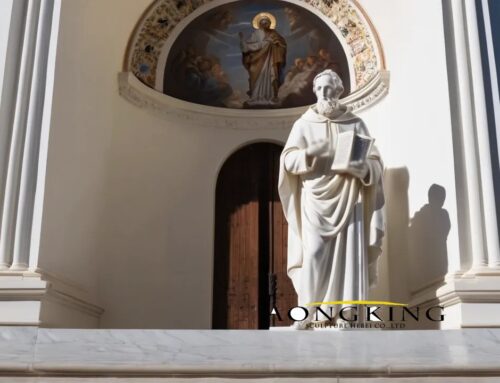 Benedictine Rule Patron Natural Marble Saint Benedict Statue