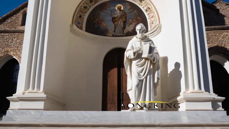 natural marble Saint Benedict statue