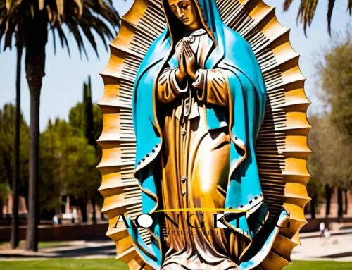 Bronze Colorful Famous Painted Virgen De Guadalupe Statue